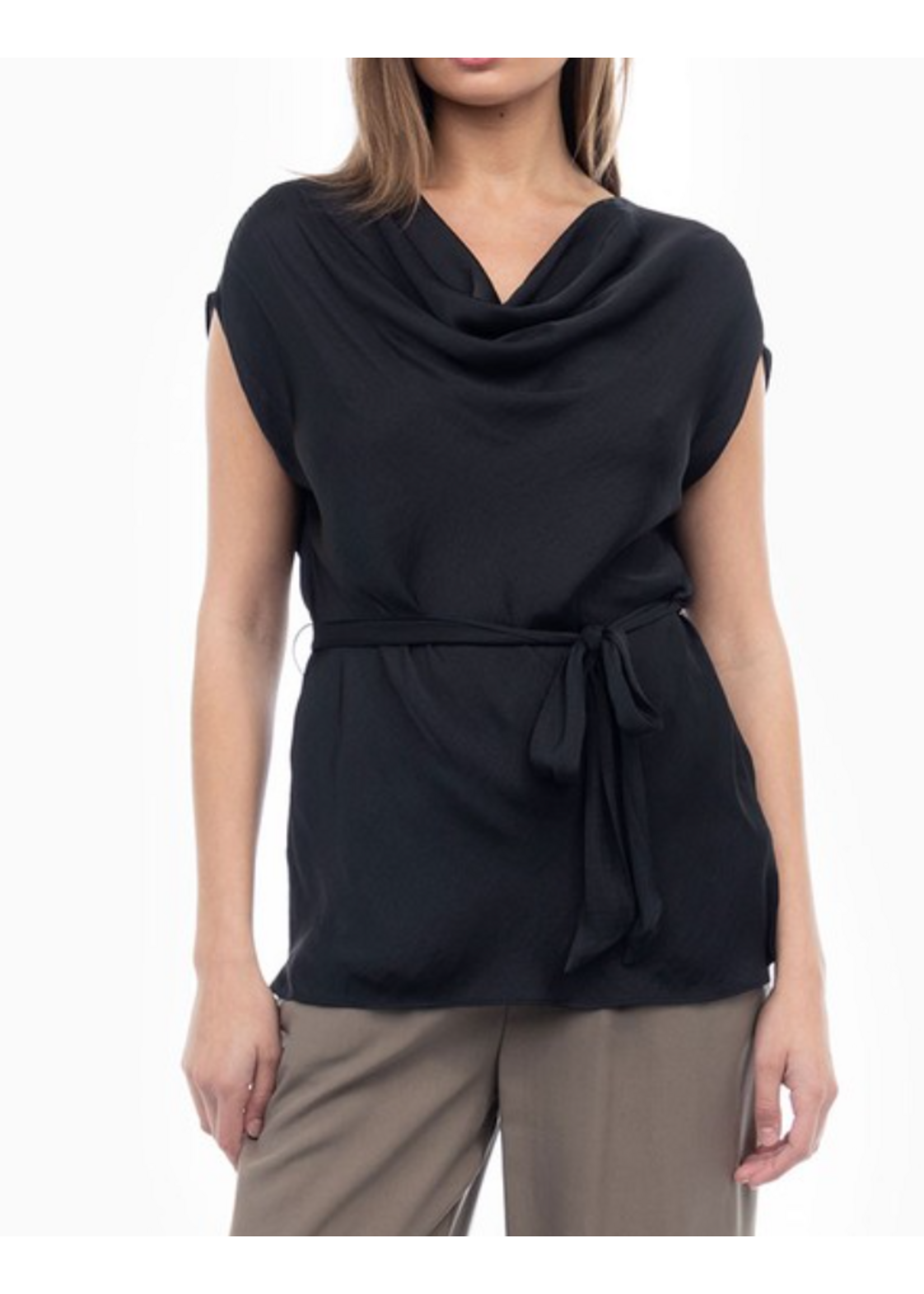 NZJB1162 - Cap Sleeve Drop Shoulder Cowl Neck Blouse