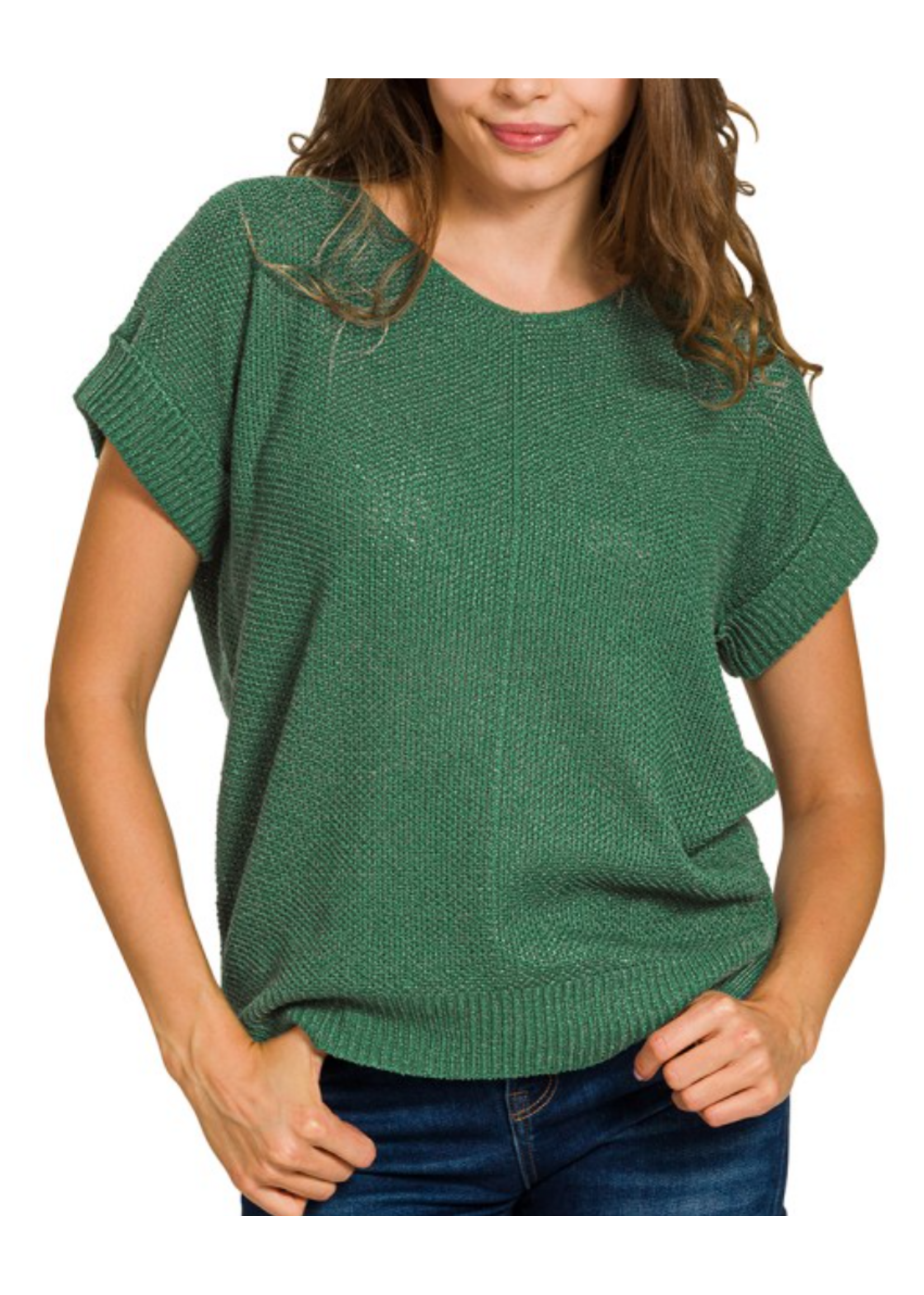 ZNTW2489 - Center Seam Short Sleeve Knit Blouse