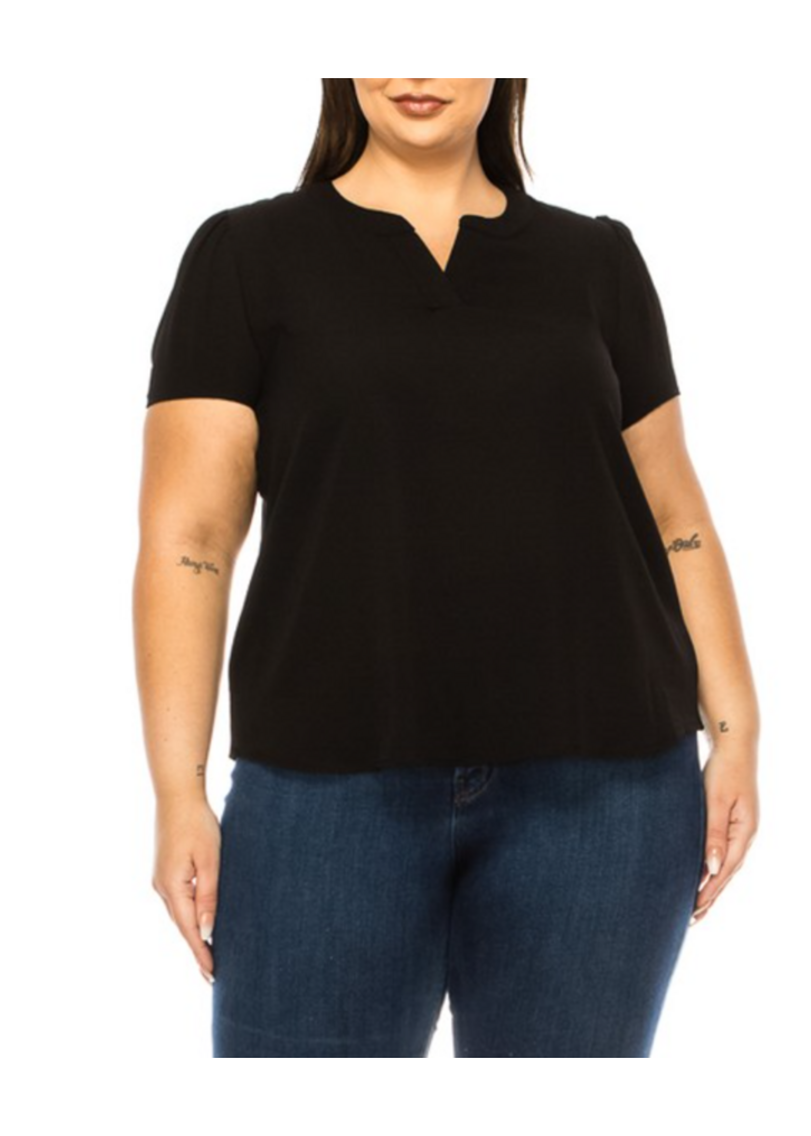 MOB838 -  PLUS MANDARIN COLLAR BLOUSE