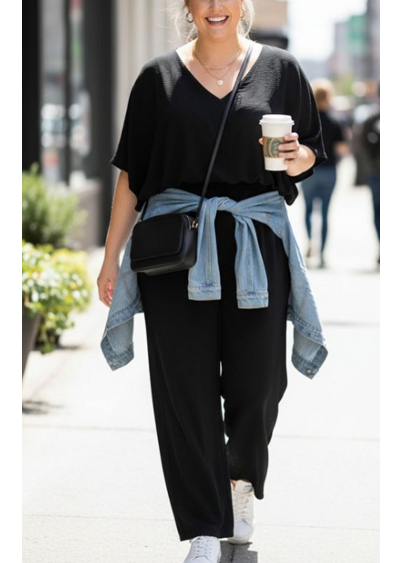 TMWP9016 - PLUS AIRFLOW DOLMAN SLEEVE WIDE LEG JUMPSUIT