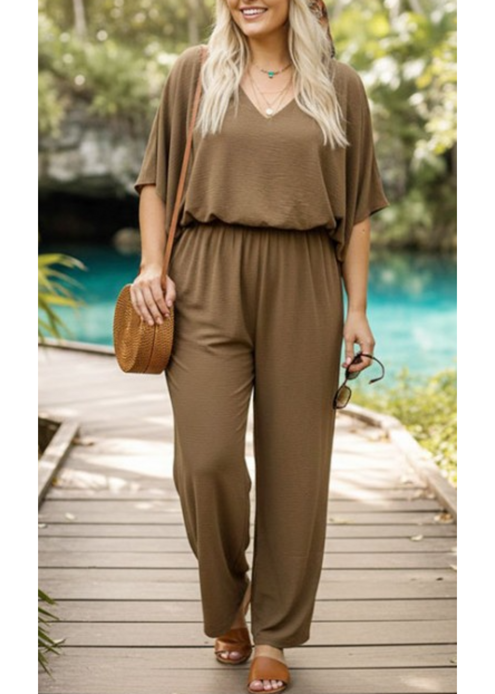 TMWP9016 - PLUS AIRFLOW DOLMAN SLEEVE WIDE LEG JUMPSUIT