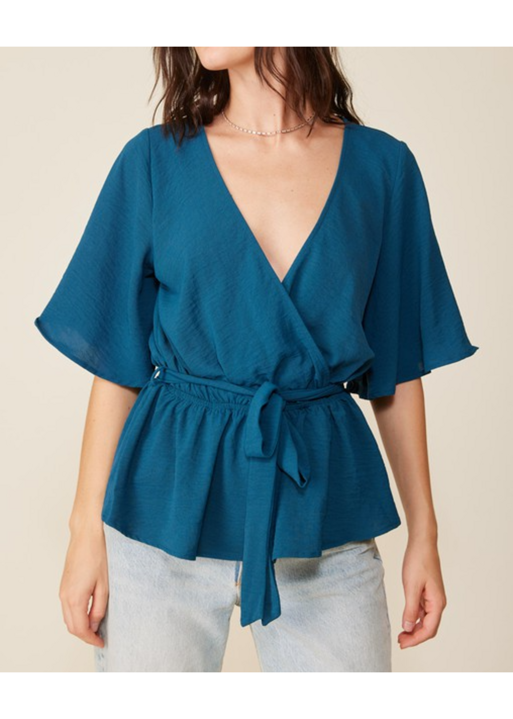 TMWN10088 - Brooklyn Airflow Surplice Top With Belt