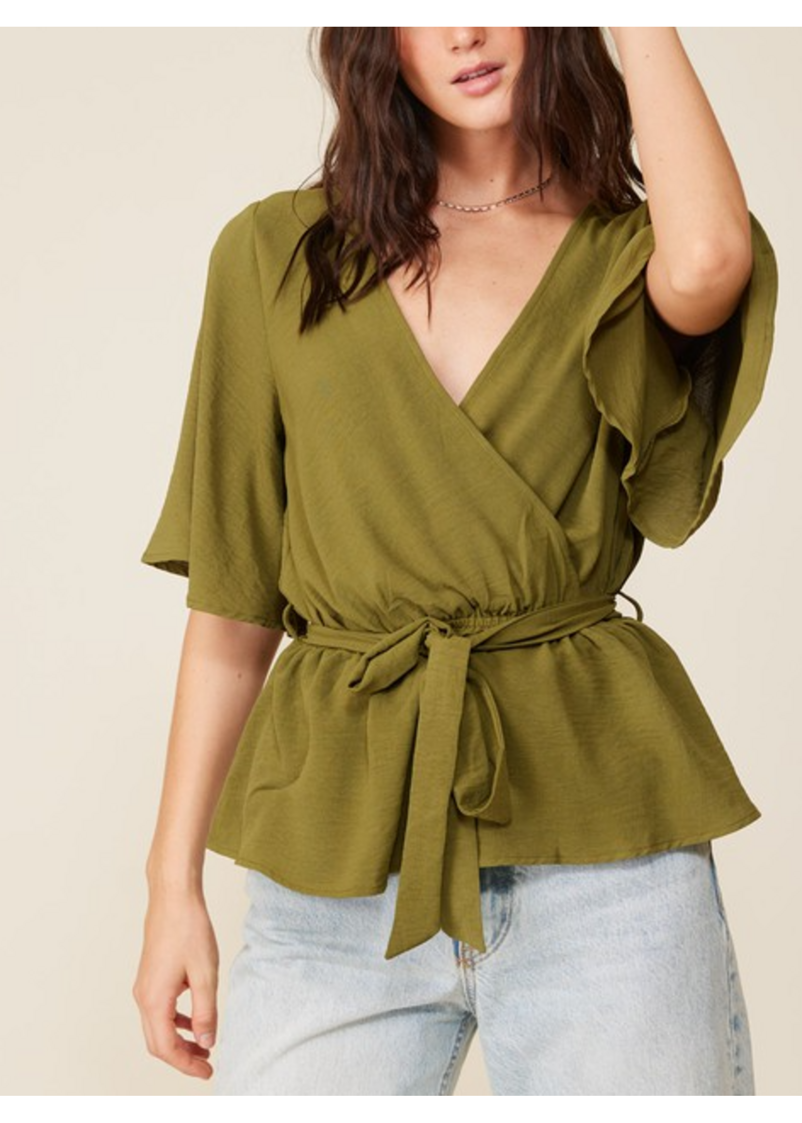 TMWN10088 - Brooklyn Airflow Surplice Top With Belt