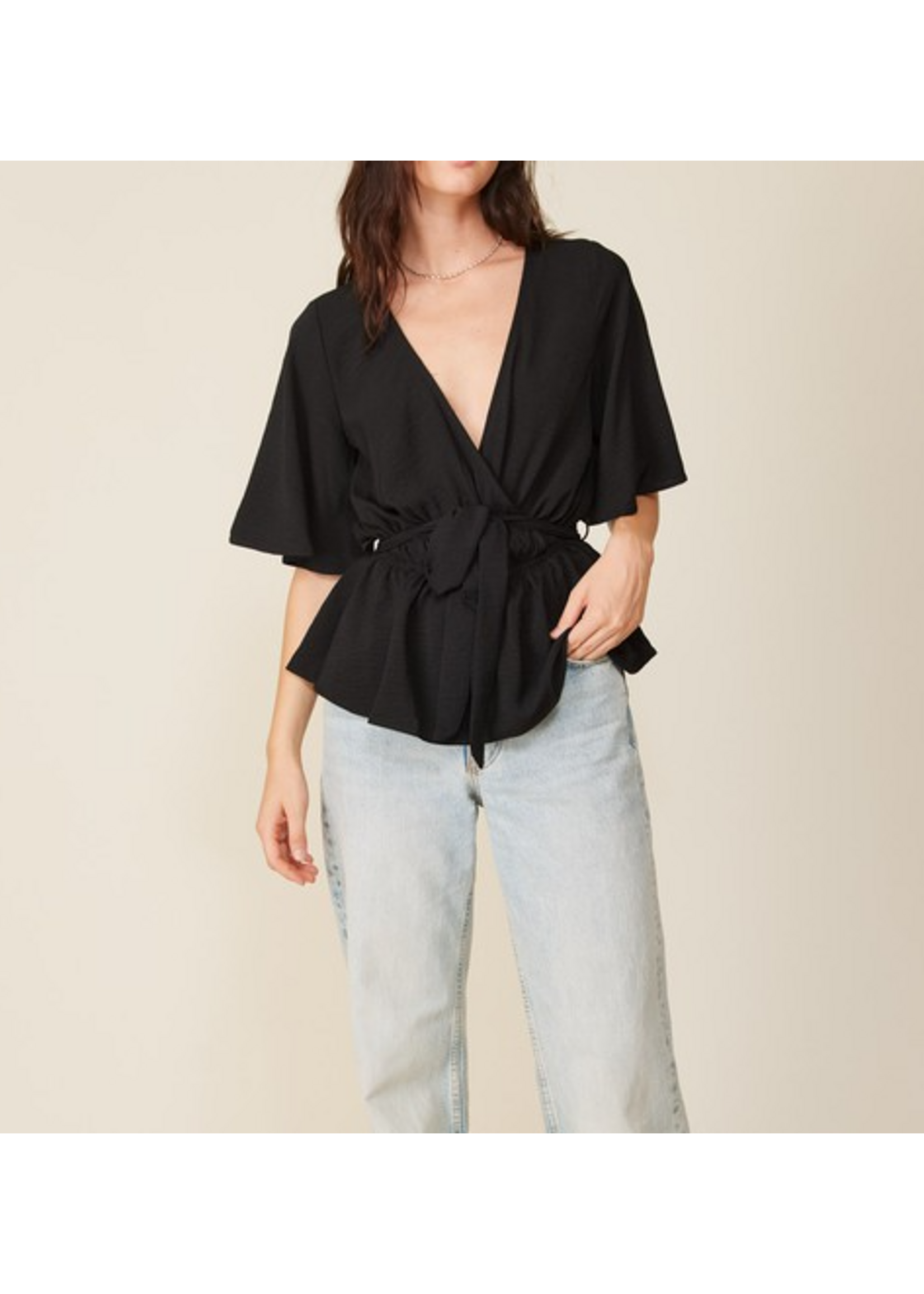 TMWN10088 - Brooklyn Airflow Surplice Top With Belt