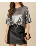 TM MN1734B -  Metallic Knit Oversized Top