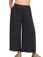 ZNQPL7321X - PLUS WOVEN ELASTIC BRAND PANT W POCKETS