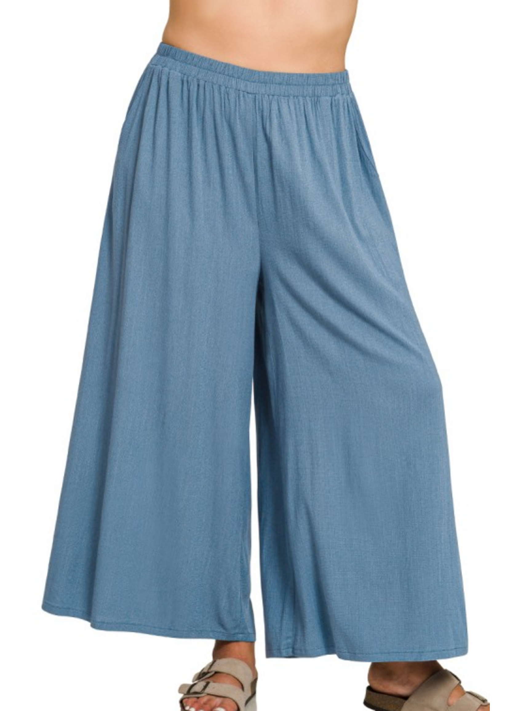 ZNQPL7321X - PLUS WOVEN ELASTIC BRAND PANT W POCKETS