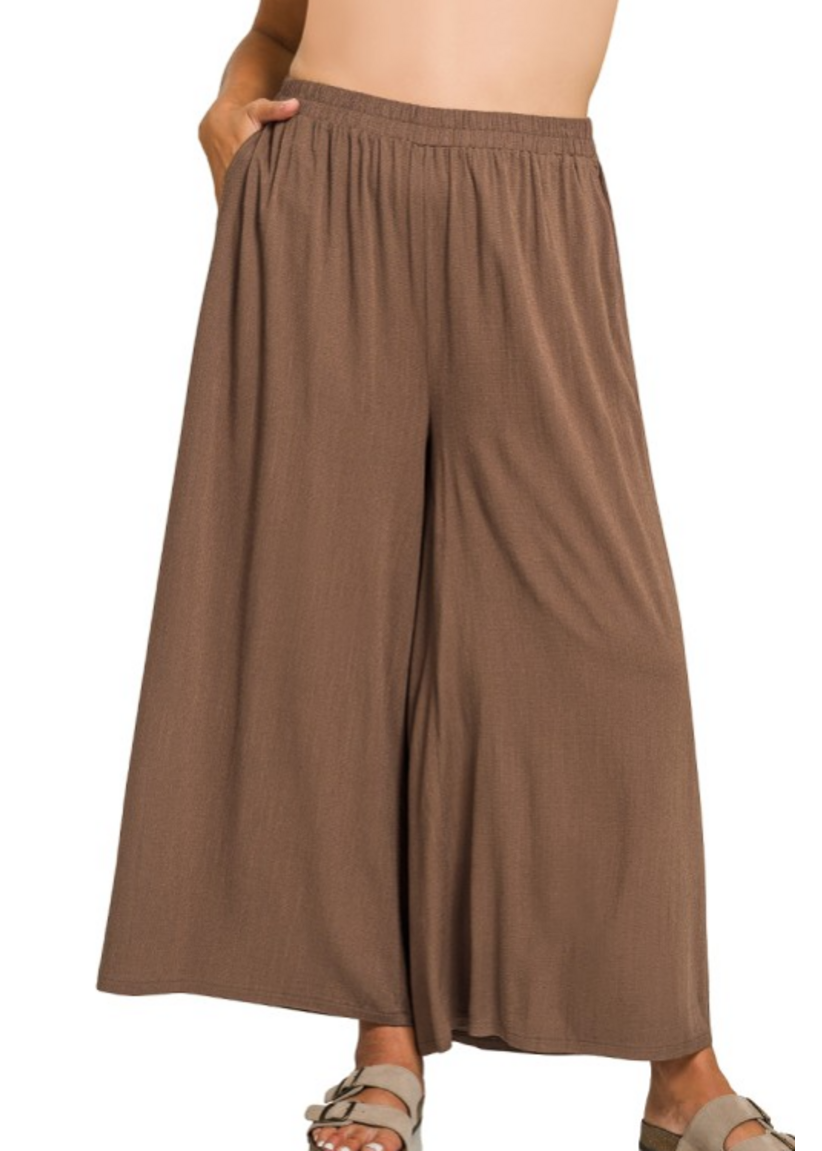 ZNQPL7321X - PLUS WOVEN ELASTIC BRAND PANT W POCKETS