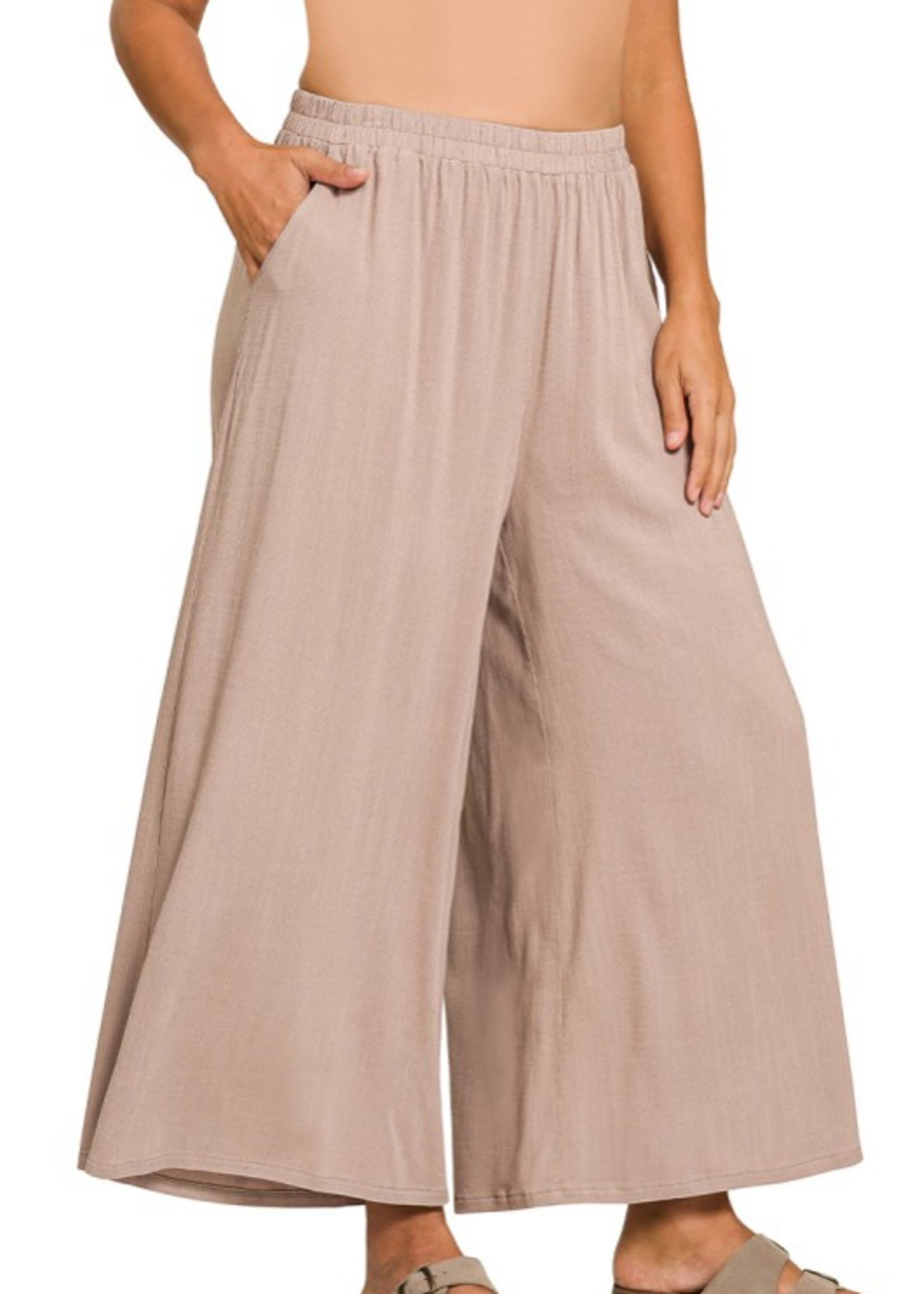 ZNQPL7321X - PLUS WOVEN ELASTIC BRAND PANT W POCKETS