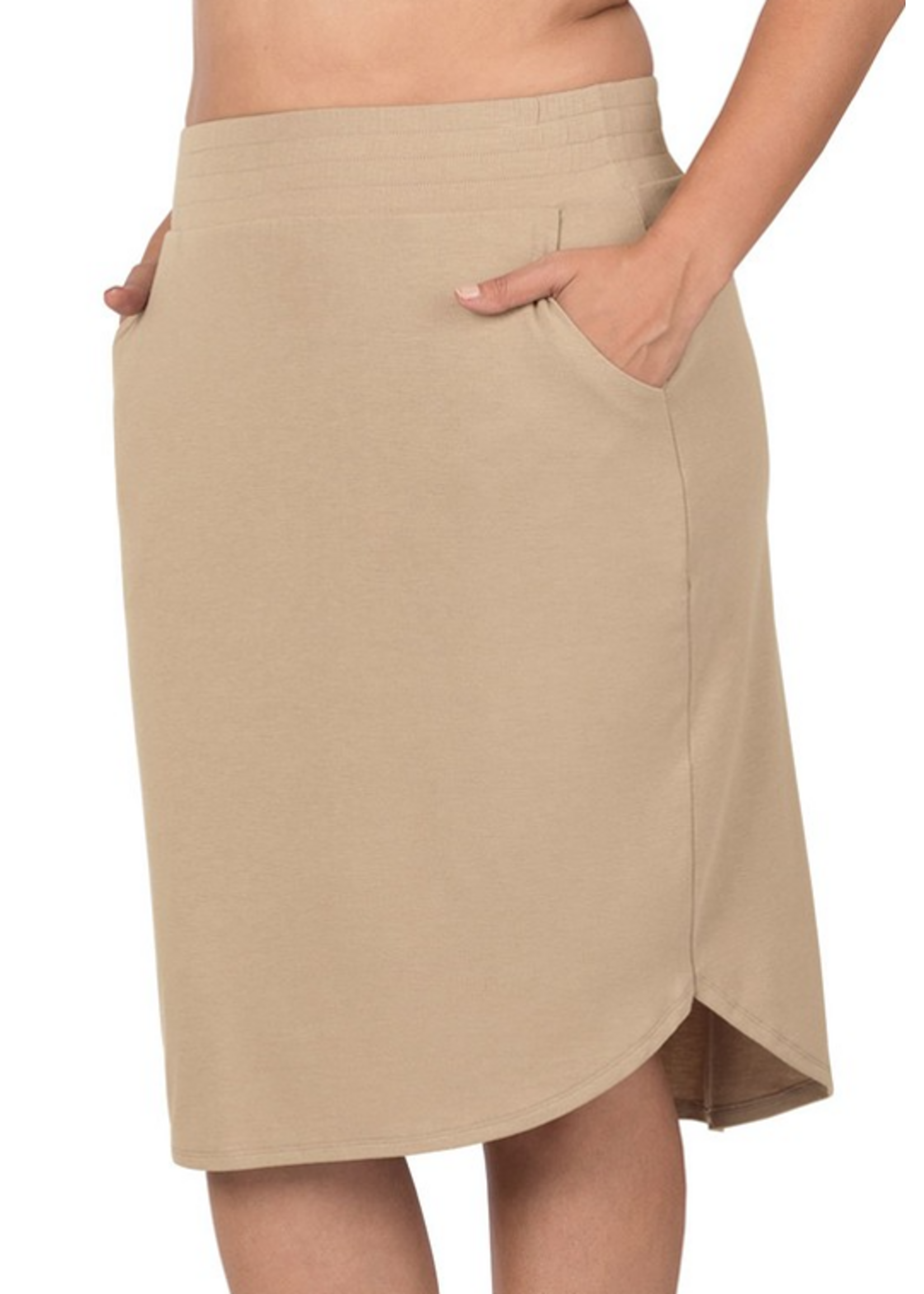 ZNRS8305X -  Plus Elastic Waist Tulip Hem Skirt