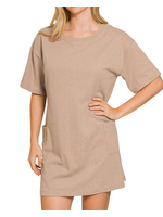 ZNCD3544 - SCOOP NECK REVERSIBLE 2 WAY TSHIRT DRESS