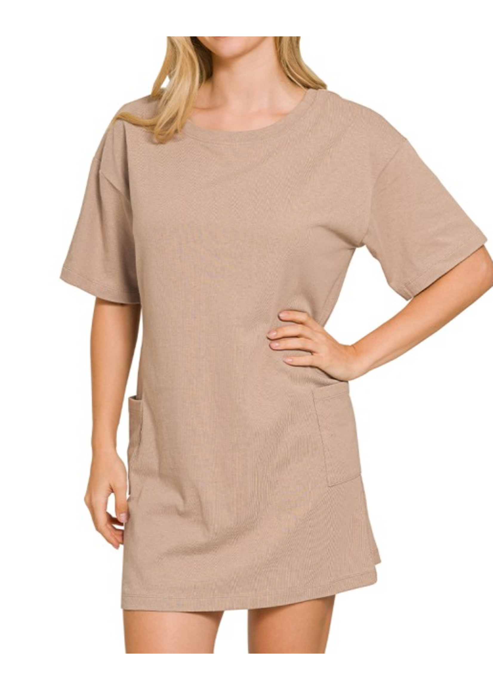 ZNCD3544 - SCOOP NECK REVERSIBLE 2 WAY TSHIRT DRESS
