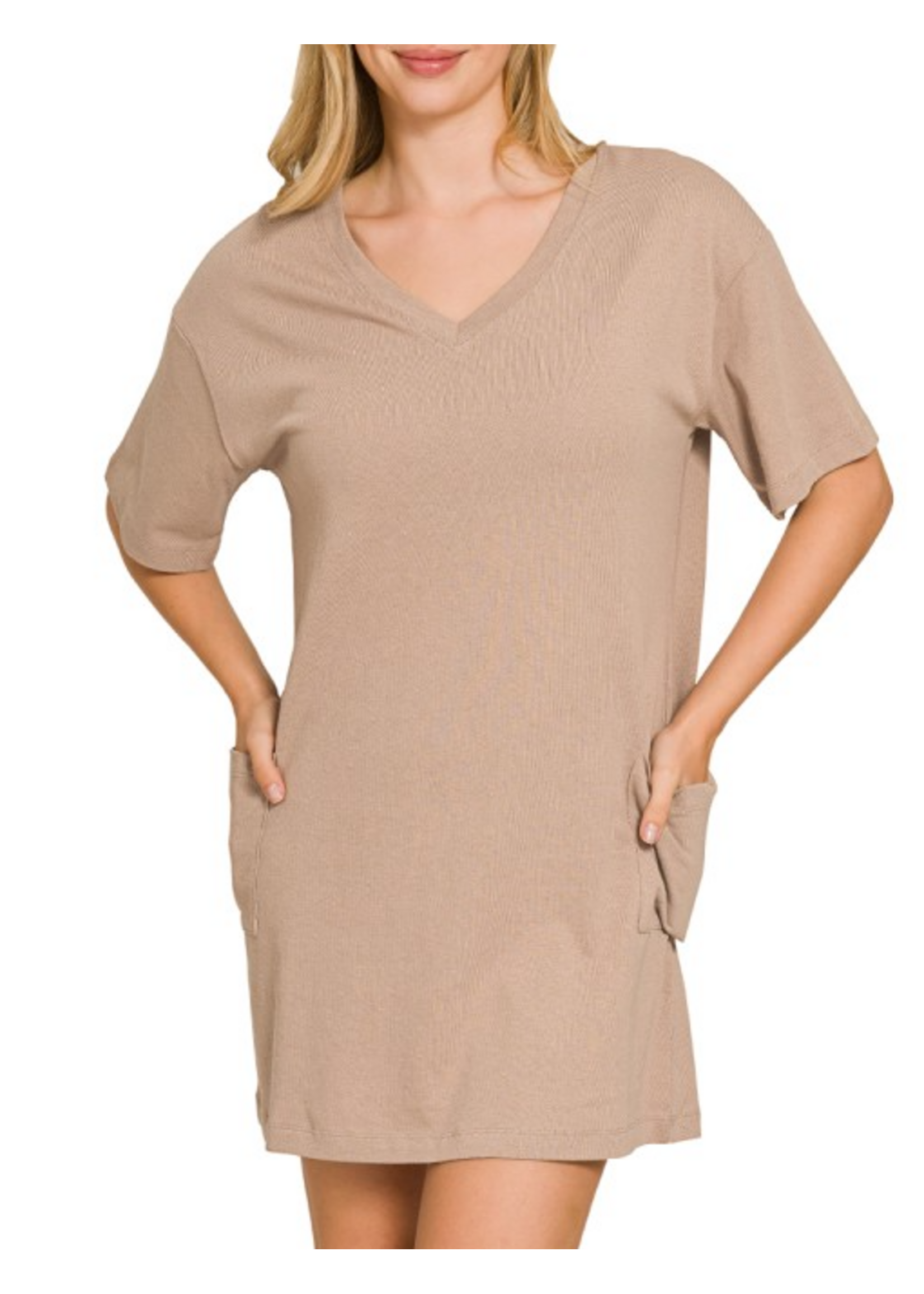 ZNCD3544 - SCOOP NECK REVERSIBLE 2 WAY TSHIRT DRESS