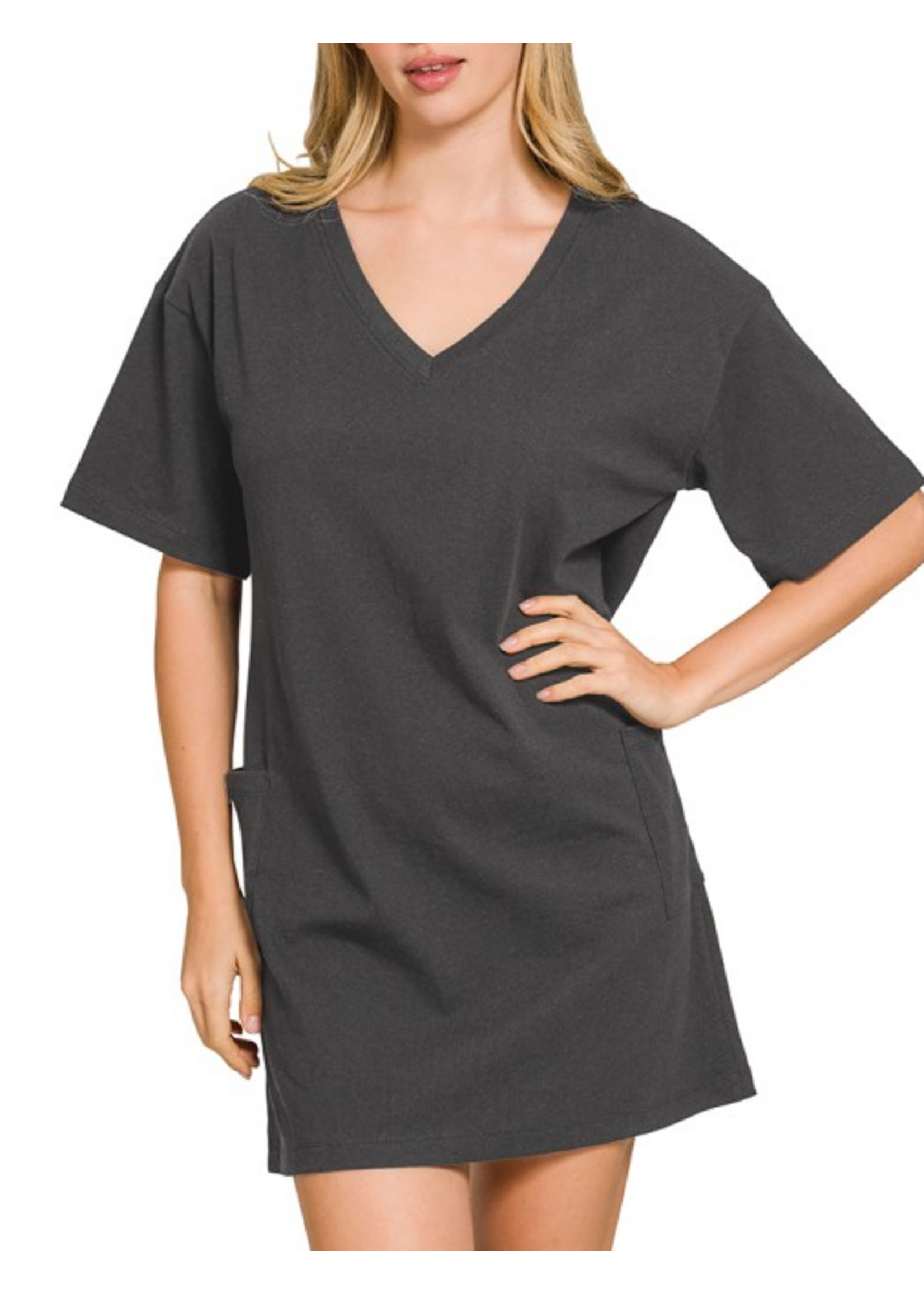 ZNCD3544 - SCOOP NECK REVERSIBLE 2 WAY TSHIRT DRESS