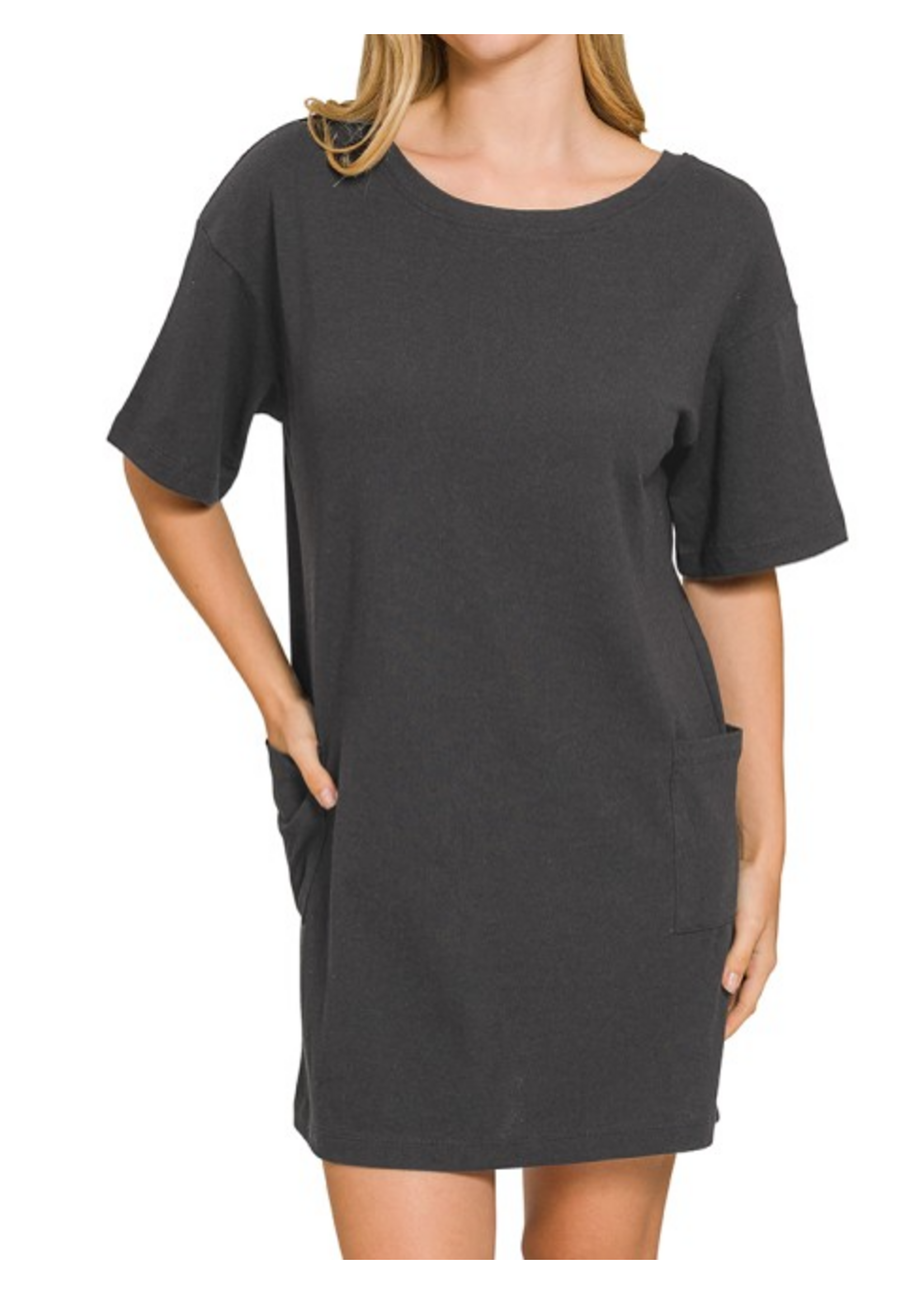 ZNCD3544 - SCOOP NECK REVERSIBLE 2 WAY TSHIRT DRESS