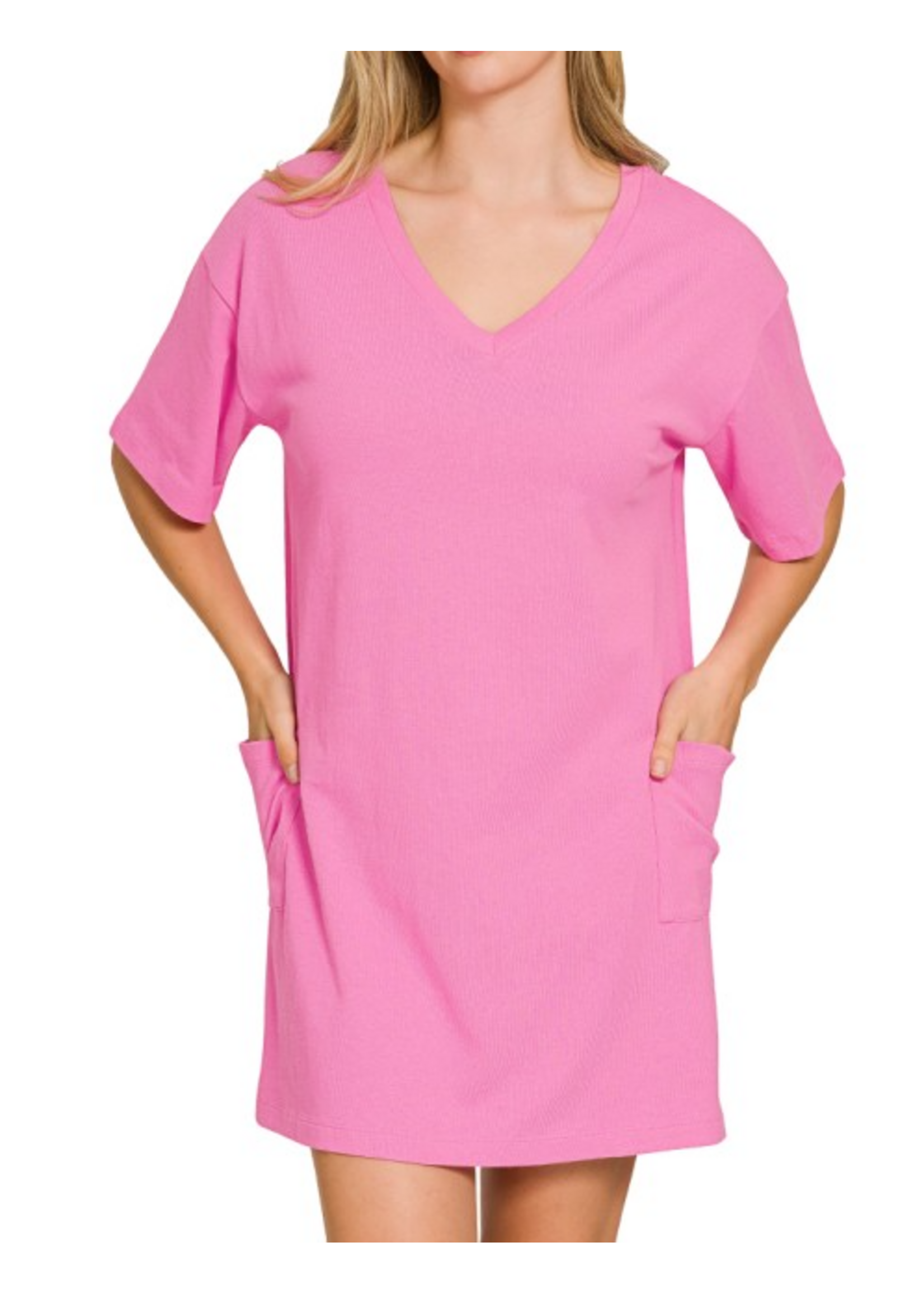 ZNCD3544 - SCOOP NECK REVERSIBLE 2 WAY TSHIRT DRESS