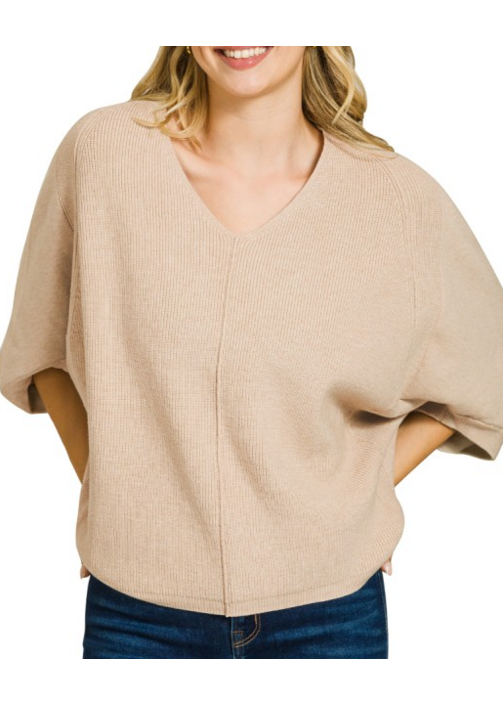 ZNTW2706- VISCOSE VNECK DOLMAN SWEATER