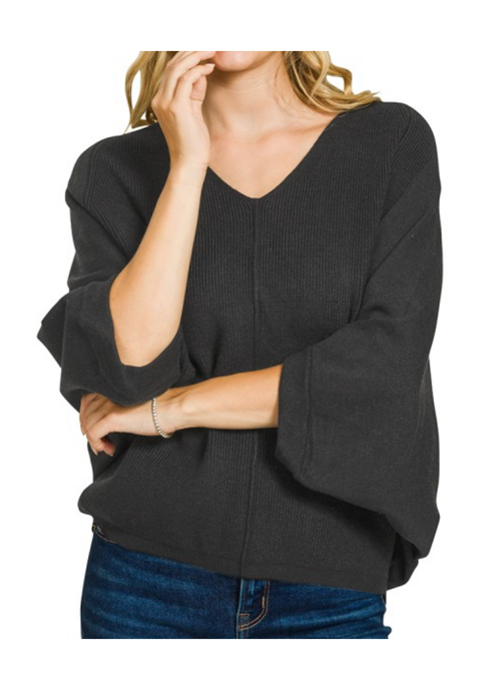 ZNTW2706- VISCOSE VNECK DOLMAN SWETER