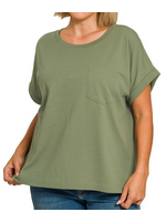 ZNCT3494X - PLUS CUFFED FRONT POCKET SHORT SLEEVE TEE