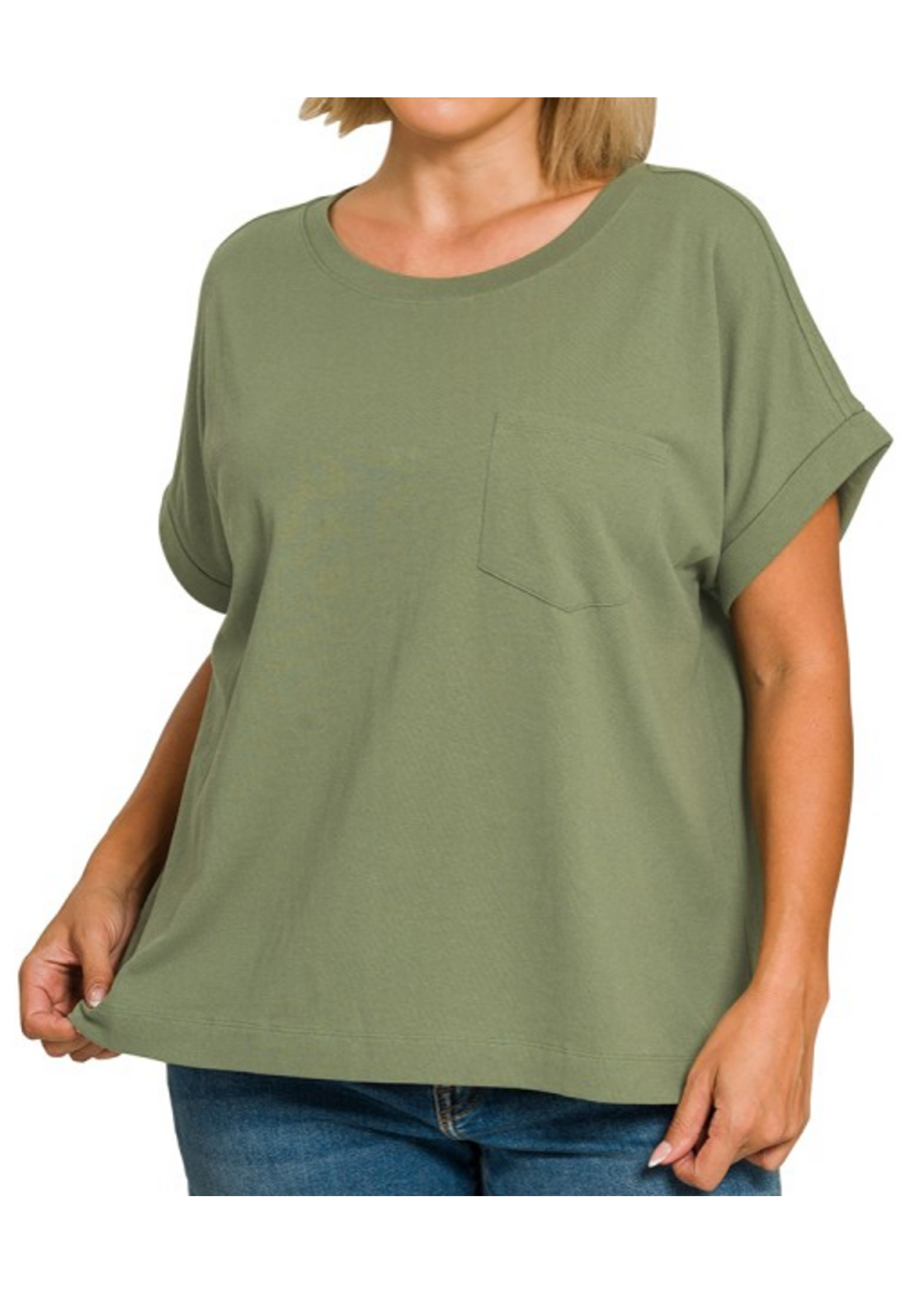 ZNCT3494X - PLUS CUFFED FRONT POCKET SHORT SLEEVE TEE