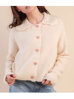 VJ12W3445N -  VALENTINES Heart Button Down Knit Sweater Cardigan