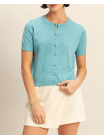 HFDZ25E499 - Crew Neck Short Sleeve Buttoned Cardigan