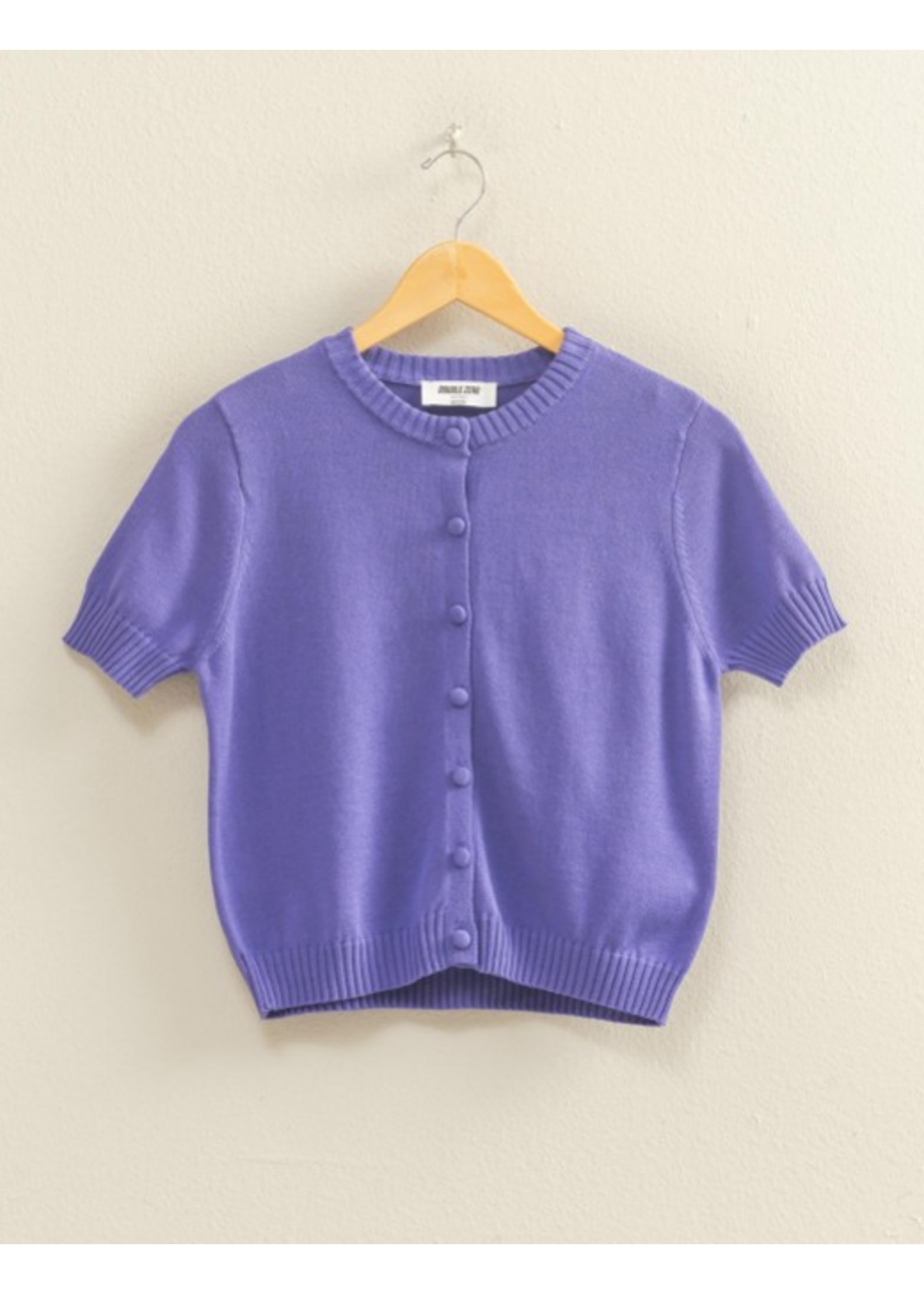 HFDZ25E499 - Crew Neck Short Sleeve Buttoned Cardigan