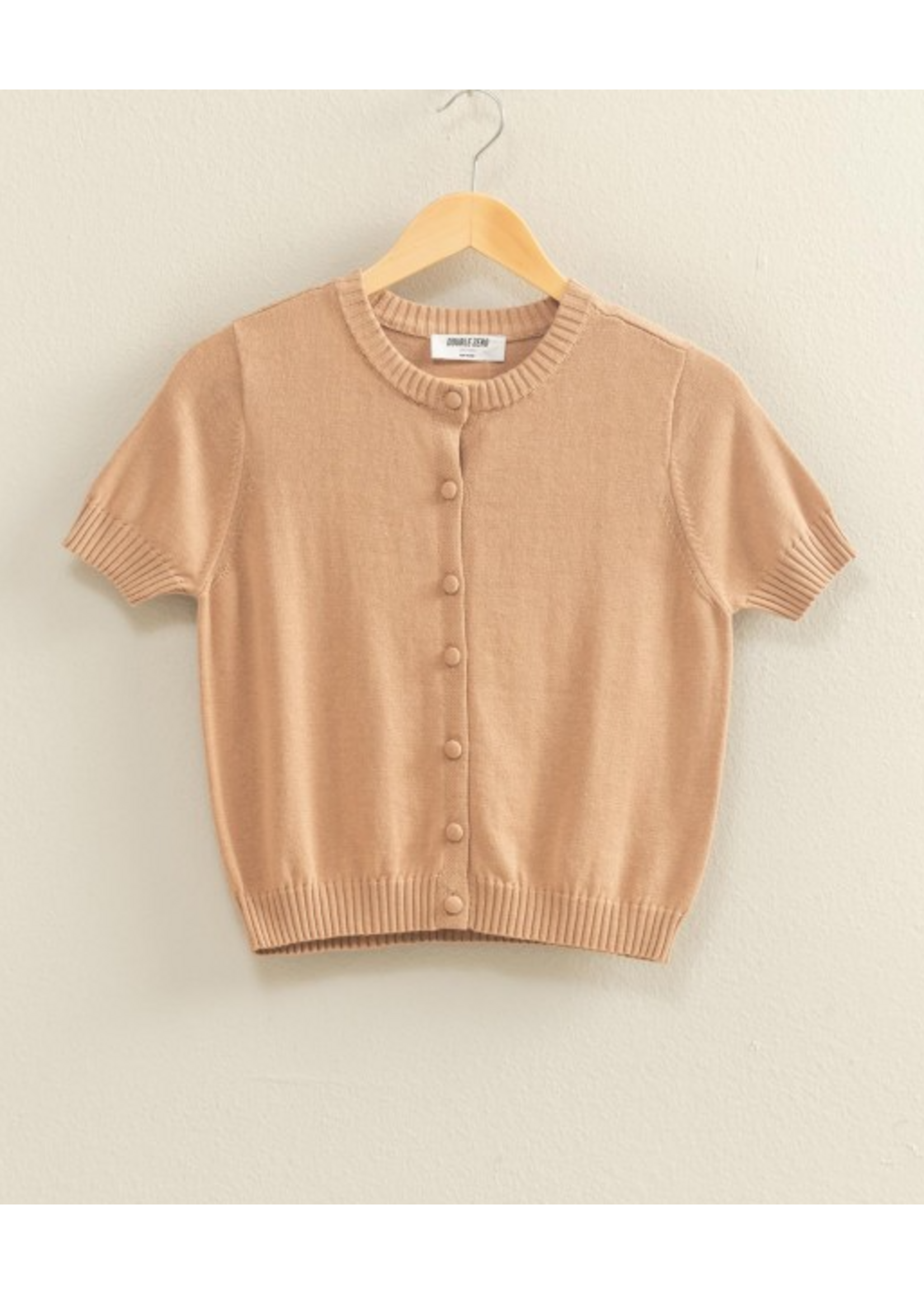 HFDZ25E499 - Crew Neck Short Sleeve Buttoned Cardigan