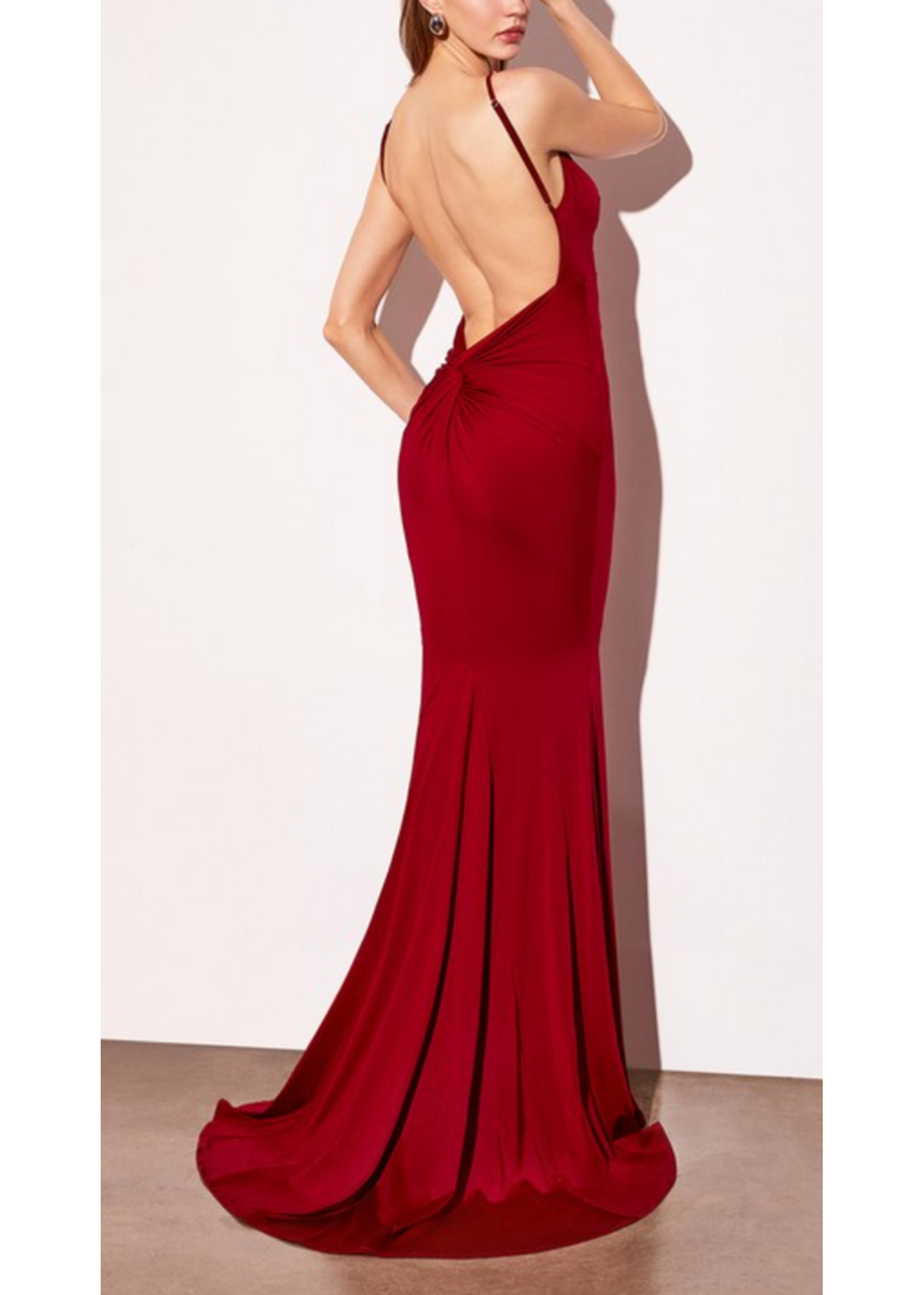 LDT905 - V NECK FITTED BACKLESS EVENING GOWN