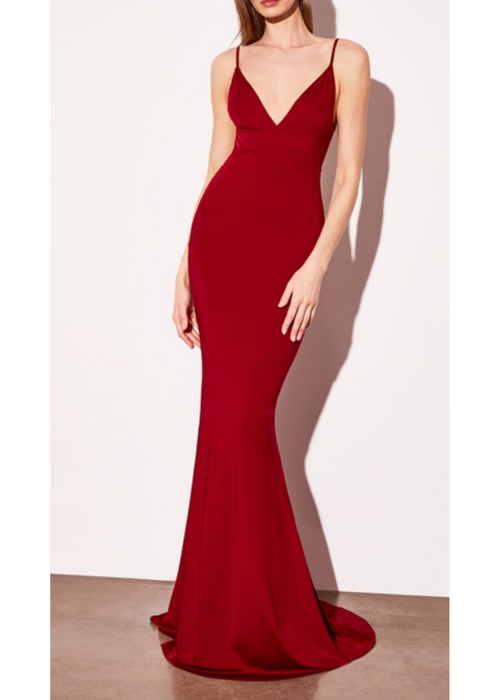 LDT905 - V NECK FITTED BACKLESS EVENING GOWN