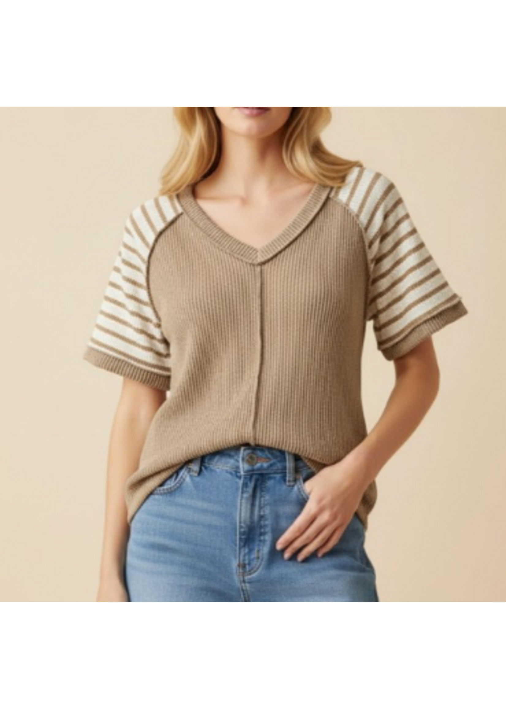 HSET8051- PLUS  STRIPED BLOUSE