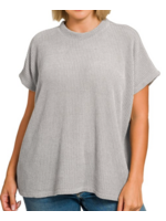 ZNHW2573X5 - Plus Chenille Waffle Cap Sleeve Sweater