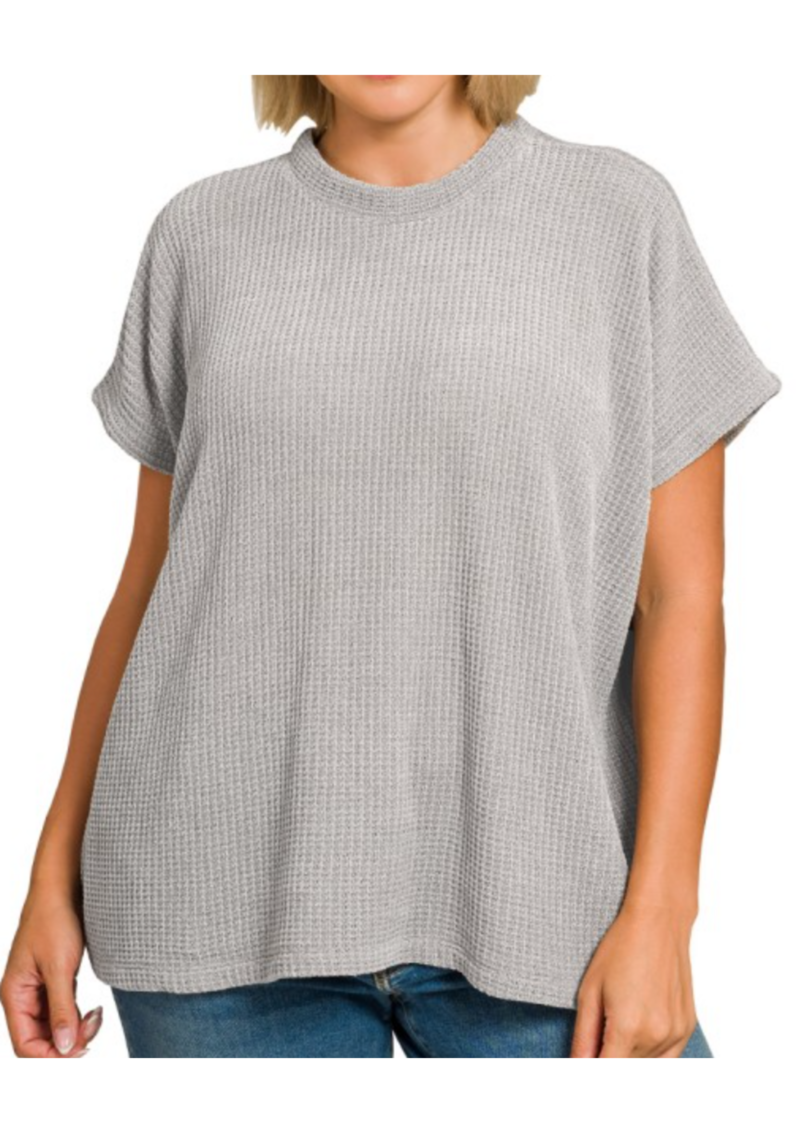 ZNHW2573X5 - Plus Chenille Waffle Cap Sleeve Sweater