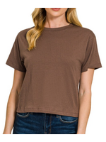 ZNCT3317Y - Cotton Crew Neck Short Sleeve Cropped T-Shirt