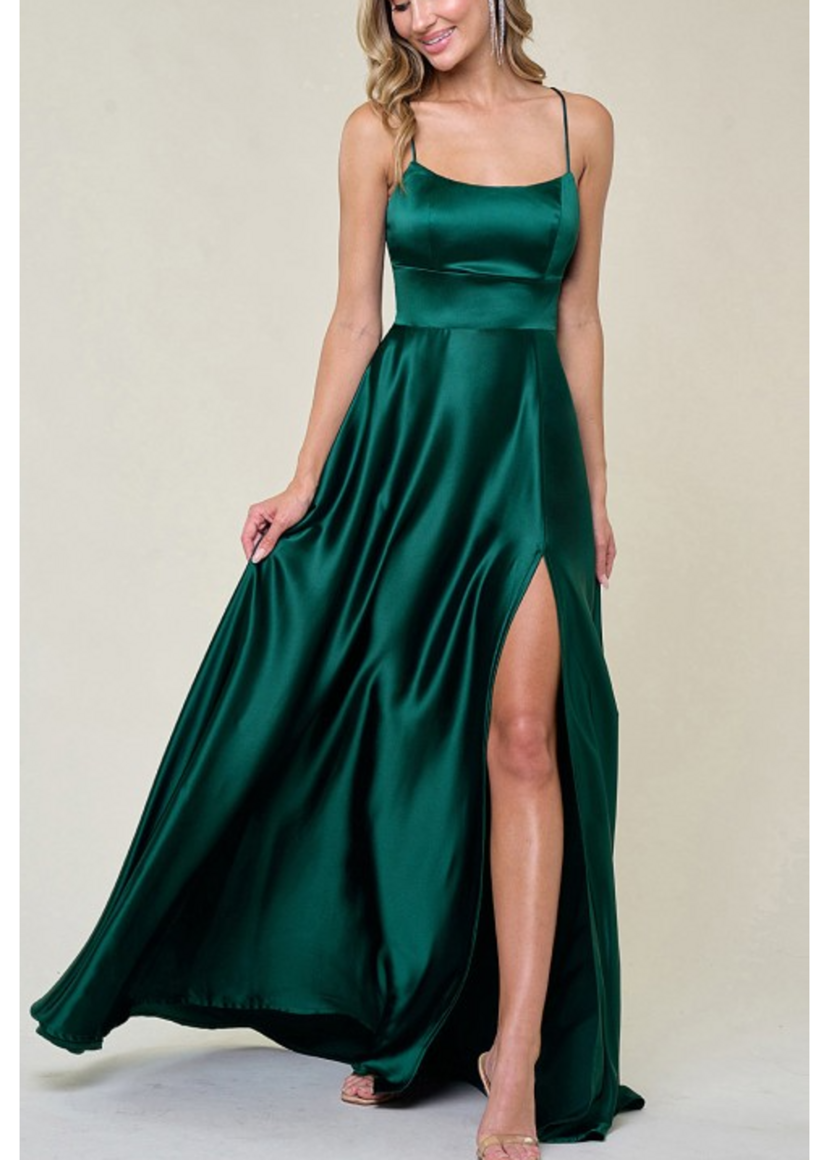 MAMF21160IB - Spaghetti Strap Cross Back Maxi Dress