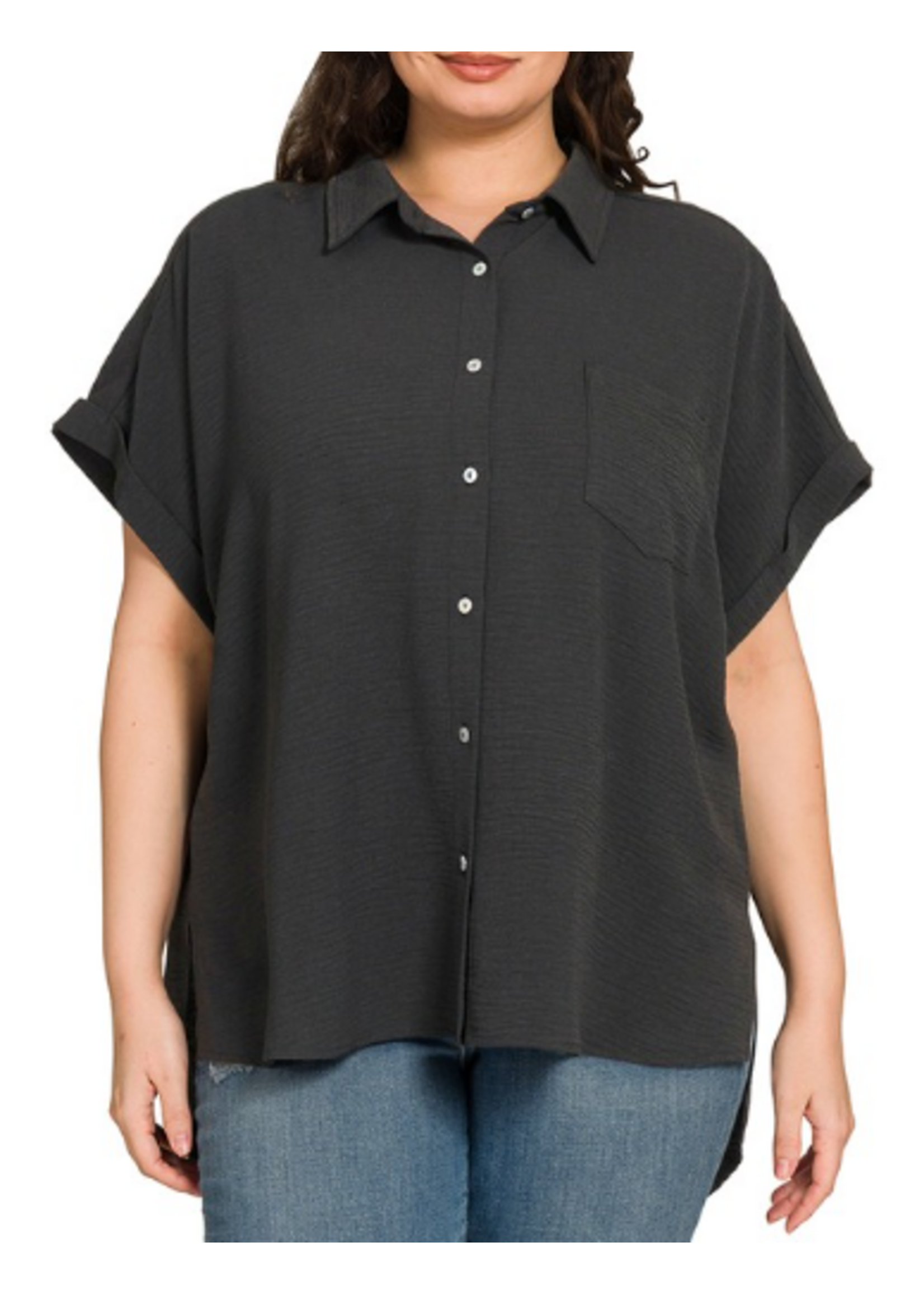 ZN86036 - PLUS WOVEN AIRFLOW BUTTON DOWN SHIRT