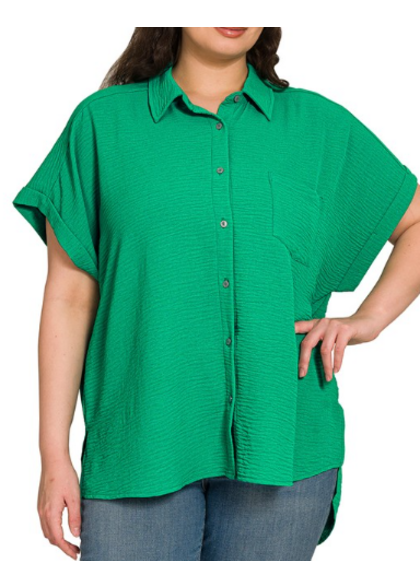 ZN86036 - PLUS WOVEN AIRFLOW BUTTON DOWN SHIRT