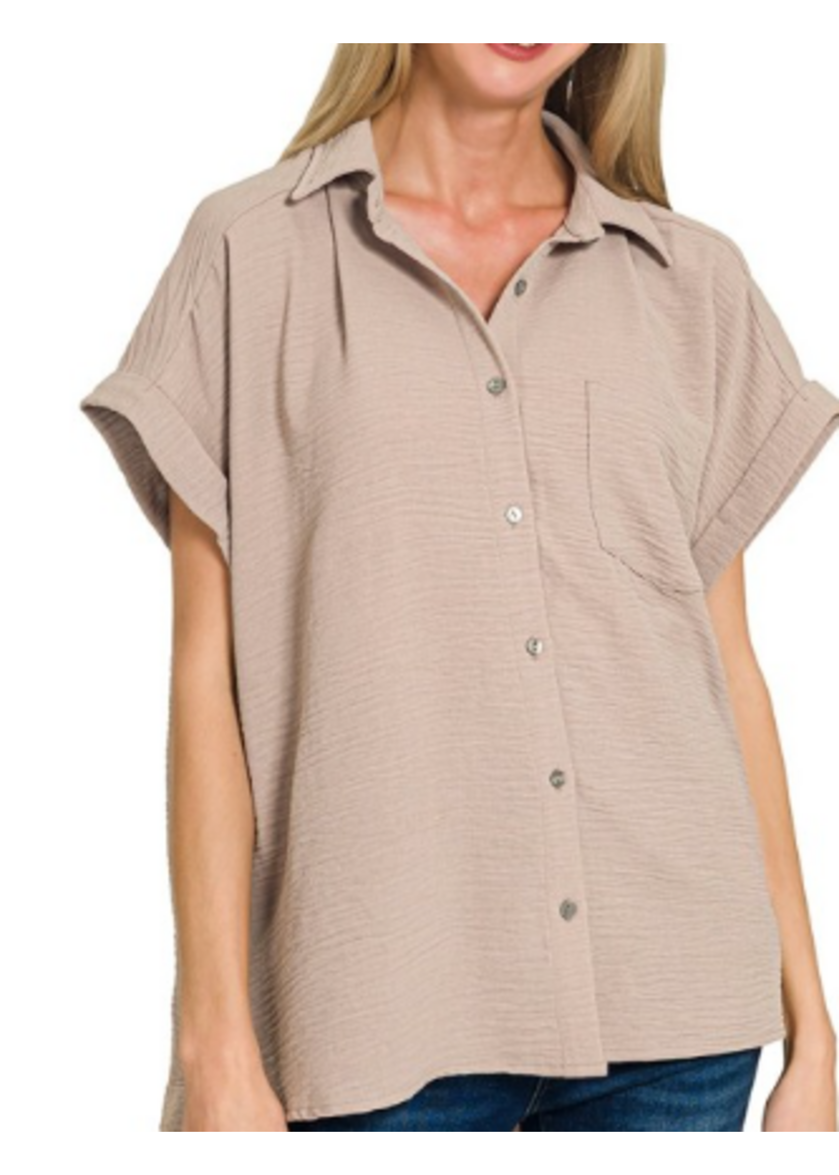 ZN86036 - PLUS WOVEN AIRFLOW BUTTON DOWN SHIRT