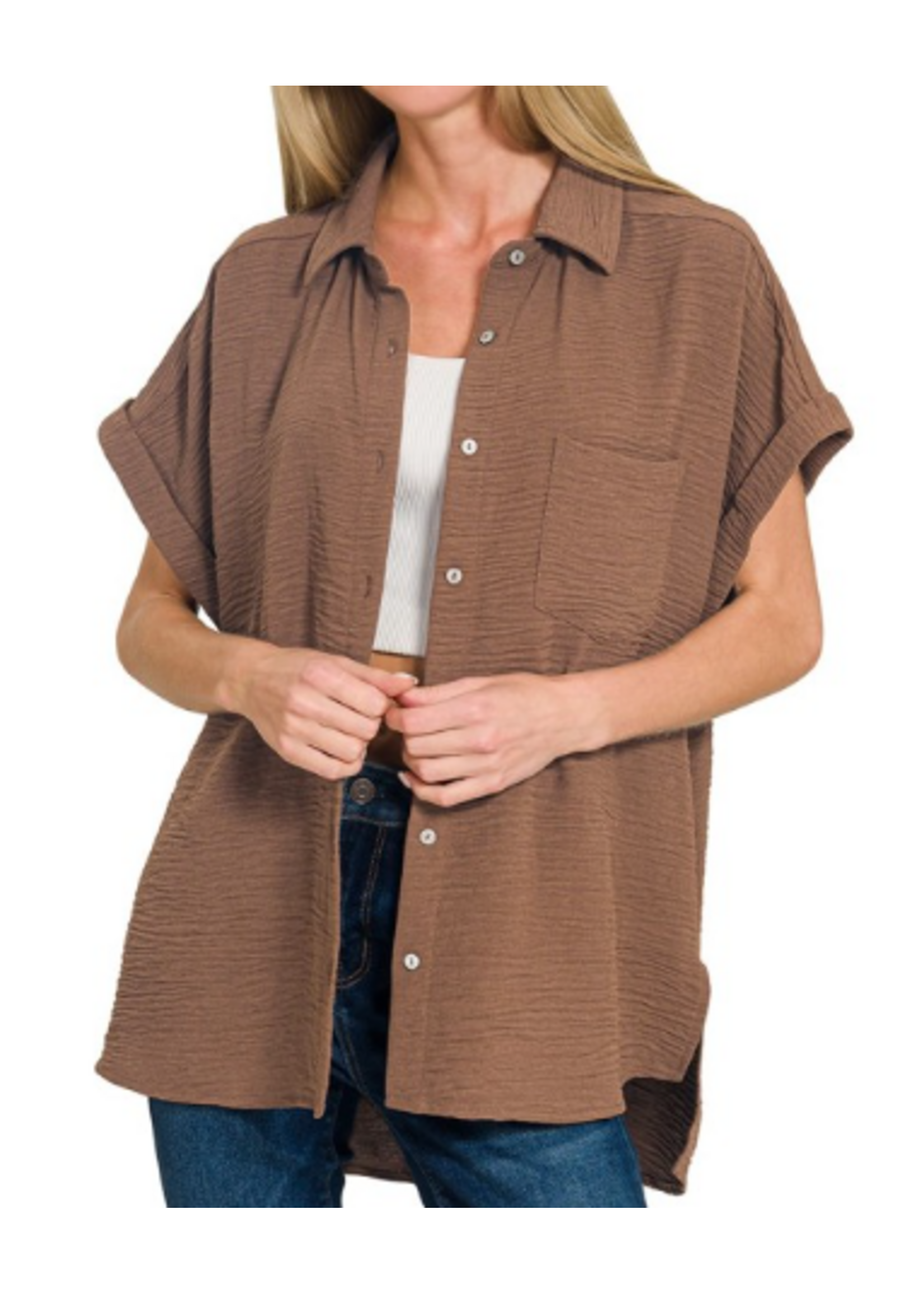 ZN86036 - PLUS WOVEN AIRFLOW BUTTON DOWN SHIRT