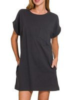ZNCD3527Y - PREMIUM COTTON TSHIRT DRESS W POCKETS