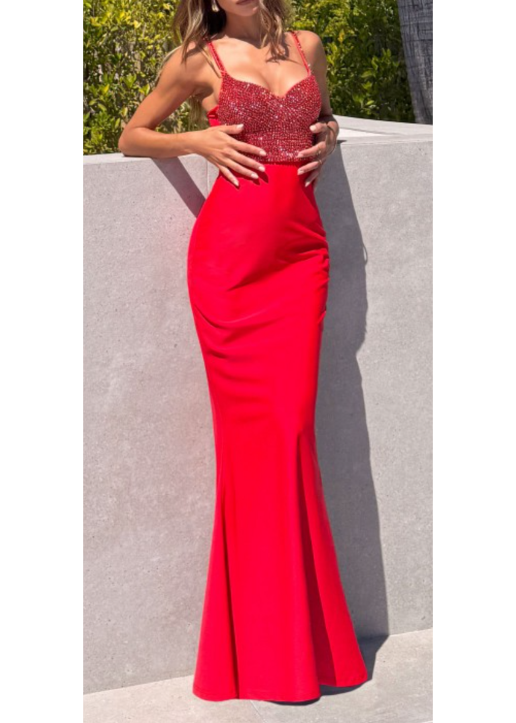 LDT9002P -  MERMAID EVENING GOWN W EMBELLISHED CRYSTAL BUSTIER