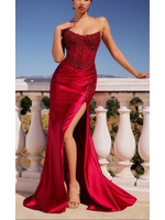 LDCC475 - STRAPLESS FITTED GOWN WITH LACE AND BEADED DETAILING