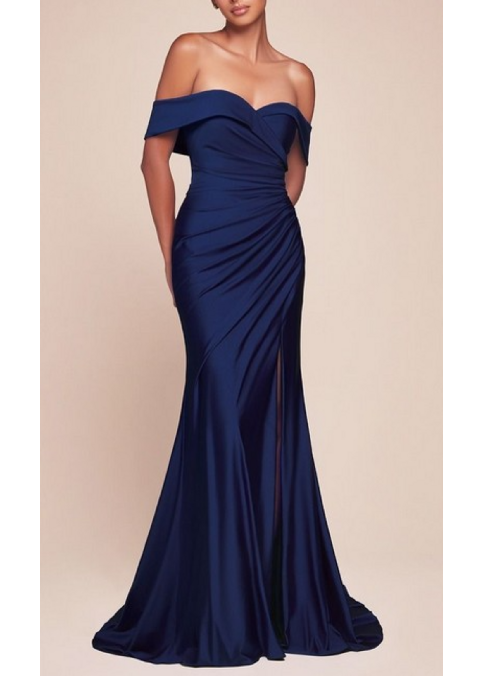 LDCD790 - OFF THE SHOULDER STRETCH SPANDEX EVENING GOWN