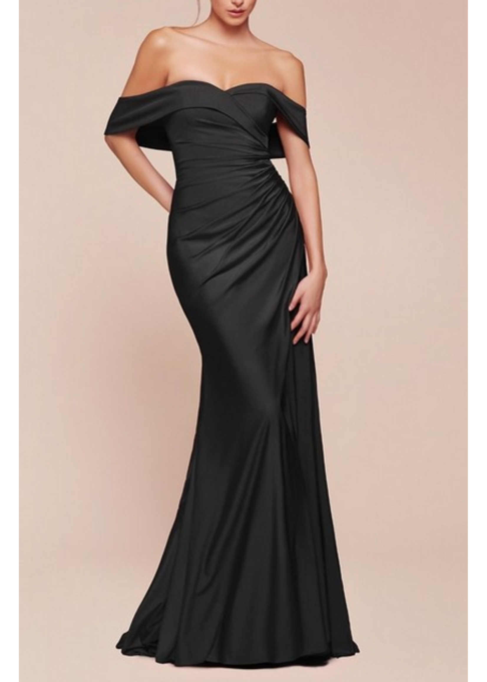 LDCD790 - OFF THE SHOULDER STRETCH SPANDEX EVENING GOWN
