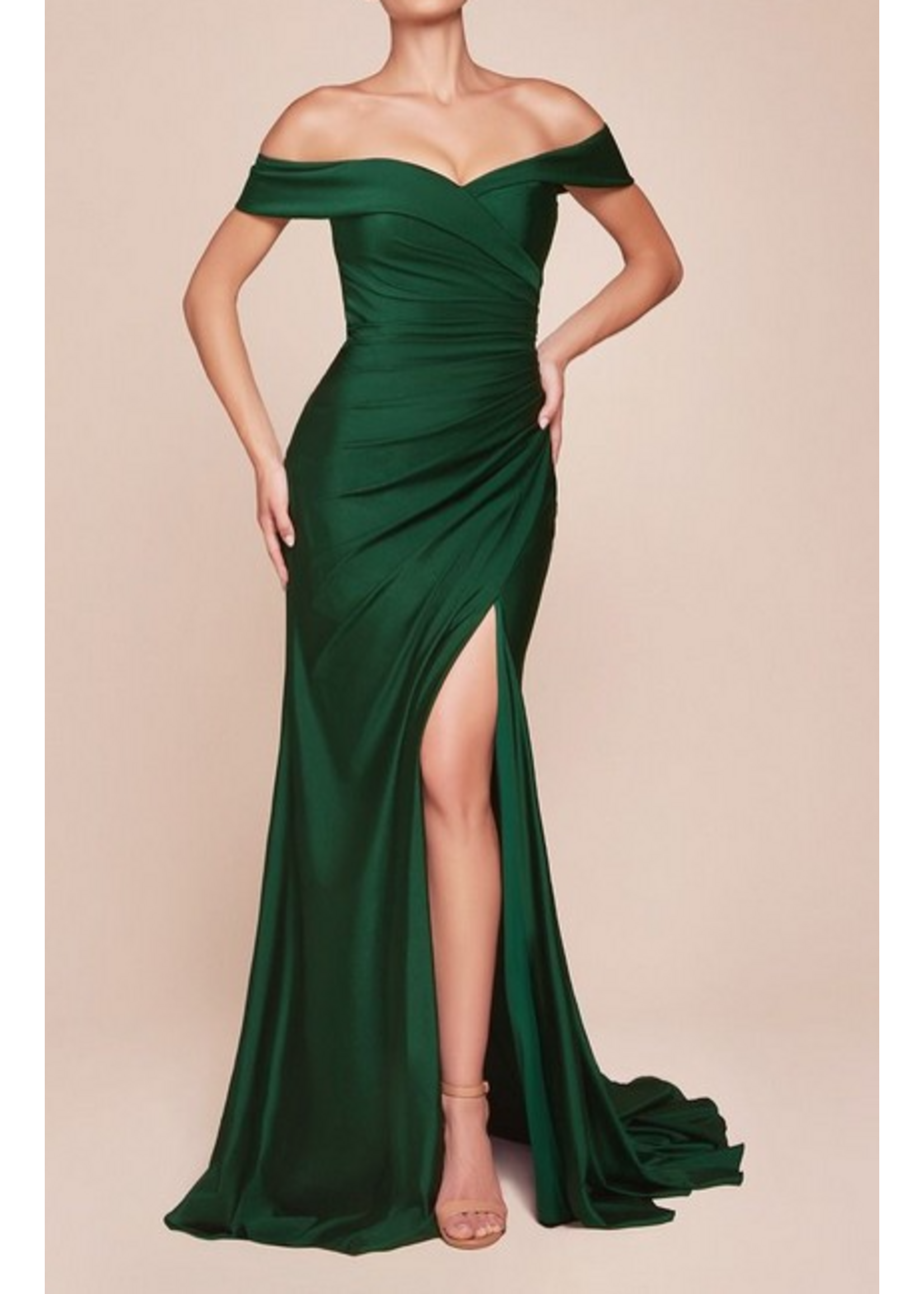 LDCD790 - OFF THE SHOULDER STRETCH SPANDEX EVENING GOWN