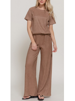 AB74970 - SHORT SLEEVE  W WIDE LEG PANT CRINKLE 2PC SET