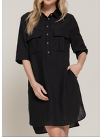 ABD74233 - ROLL UP SHORT SLEEVE AIRFLOW SHIFT DRESS