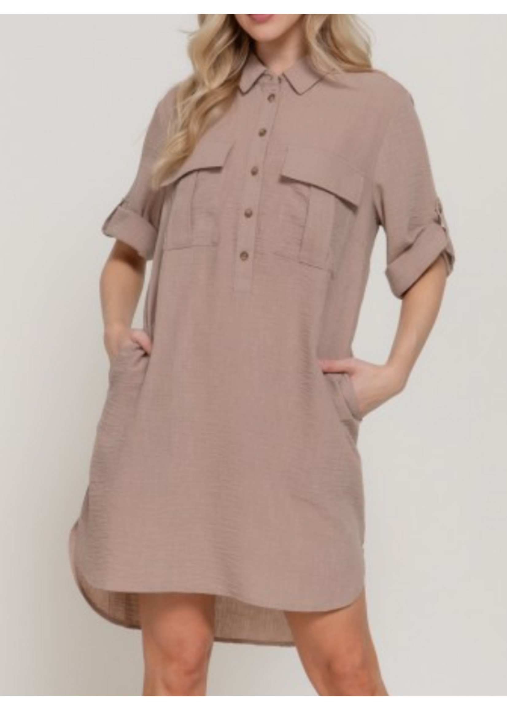 ABD74233 - ROLL UP SHORT SLEEVE AIRFLOW SHIFT DRESS