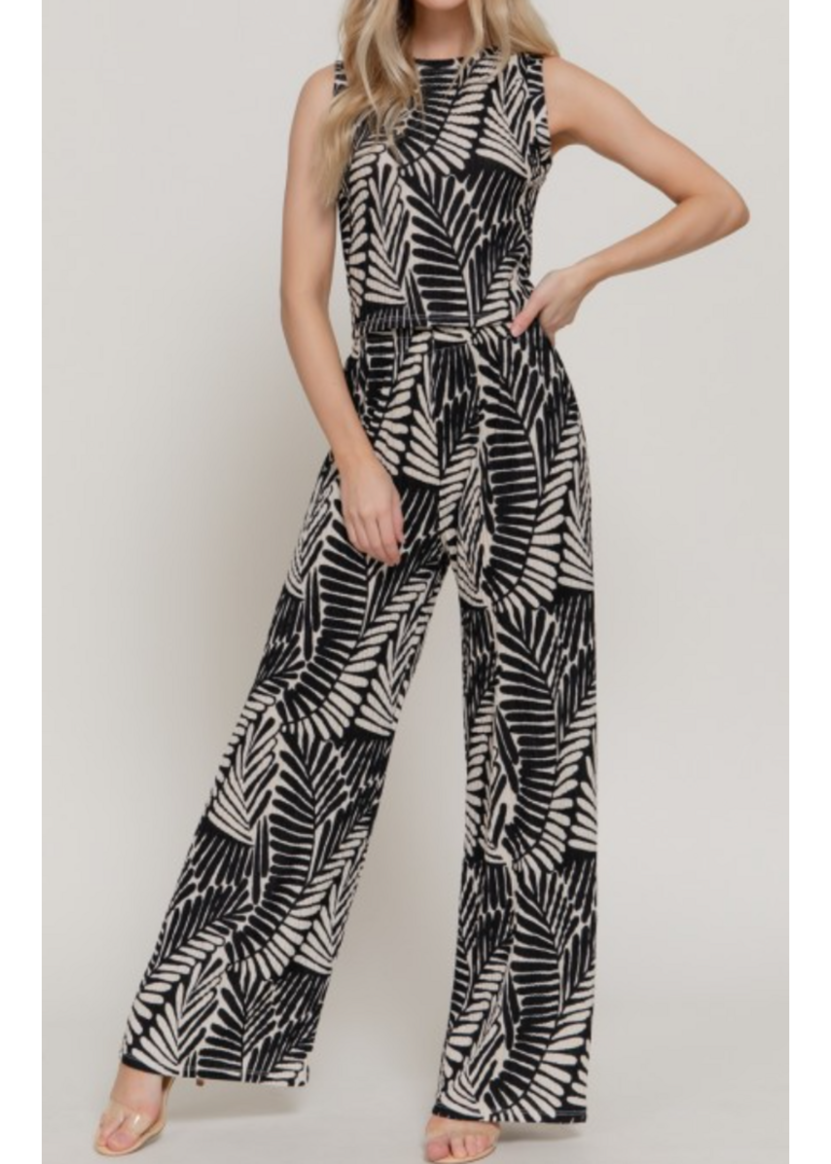 AB14971 - 2 PC SET - TROPICAL HALTER SET W WIDE PANT