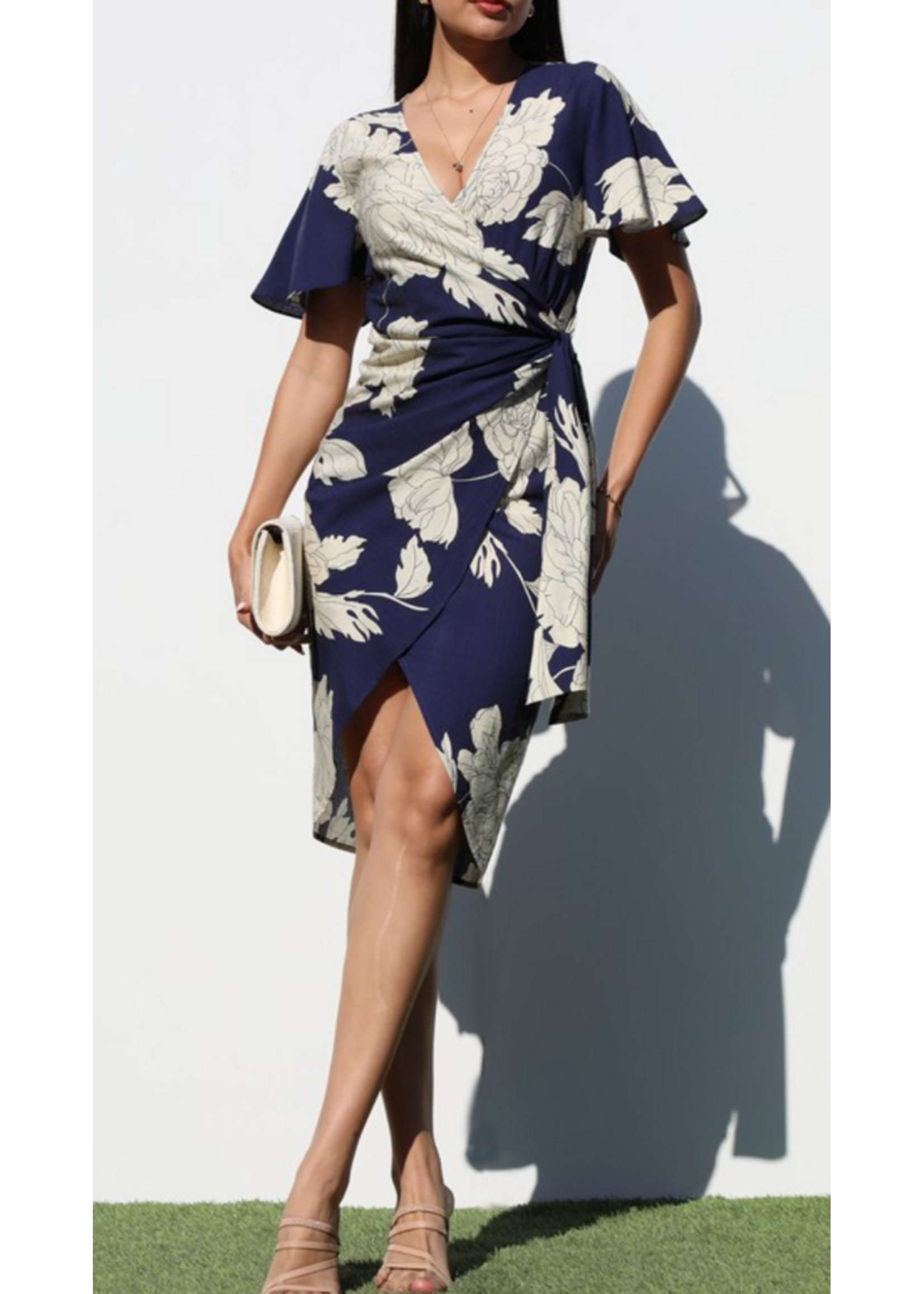 DDDD7099 - TROPICAL PRINTED WRAP MINI DRESS